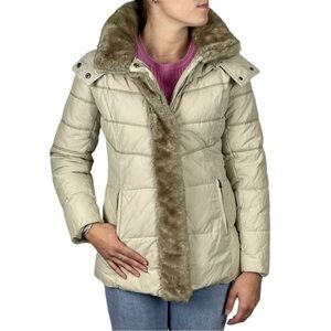 HILARY RADLEY FAUX FUR QUILTED PUFFER WINTER SNOW JACKET